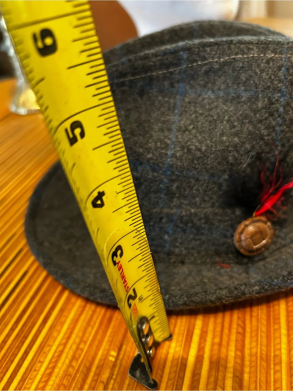 Gray Wool Fedora with Feather Pin